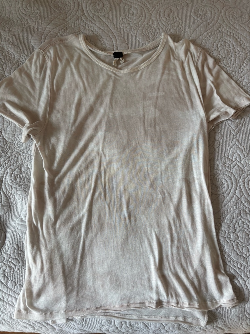 Free People Relaxed Crewneck Short Sleeve Tee Cream Small